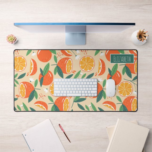 Motif rétro de fruits d'agrumes orange (Bureau 1)