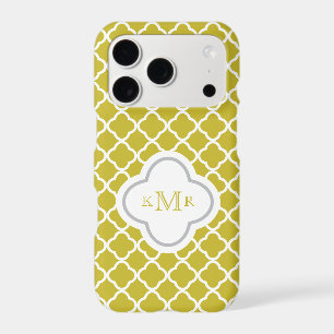 Motif rétro jaune à quatre feuilles monogramme élé