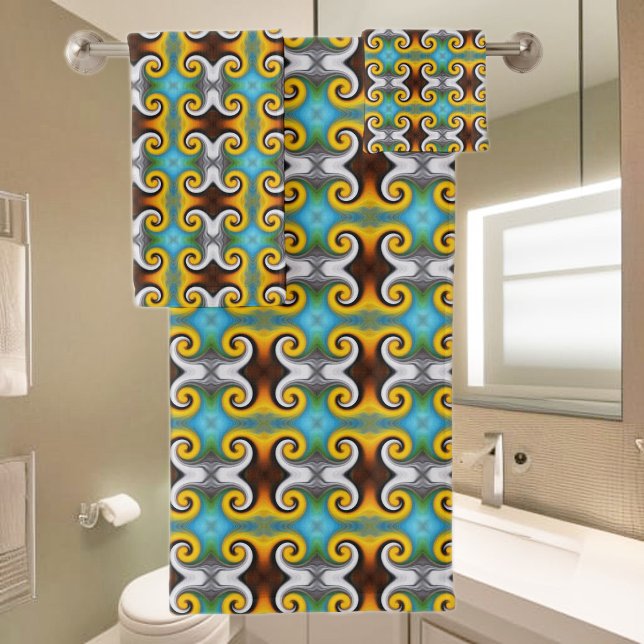 Motif rétro tendance en jaune, bleu, marron, blanc (Créateur téléchargé)