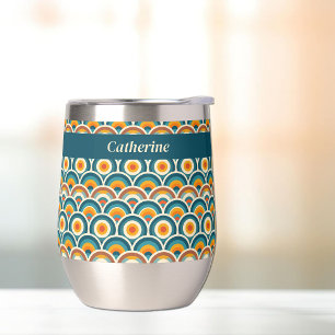 Motif rond bleu orange Boho