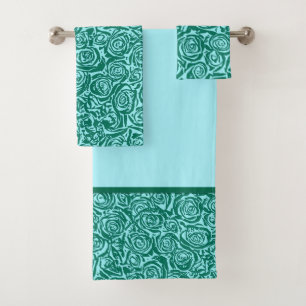 Motif Rose Abstrait moderne, Turquoise et Aqua