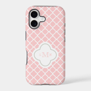 Motif Rose Blanc Quatrefeuille Monogramme Élégant