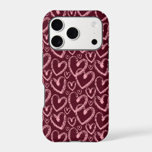 Motif Rose Bourguignon et Cœur Brosse Moderne