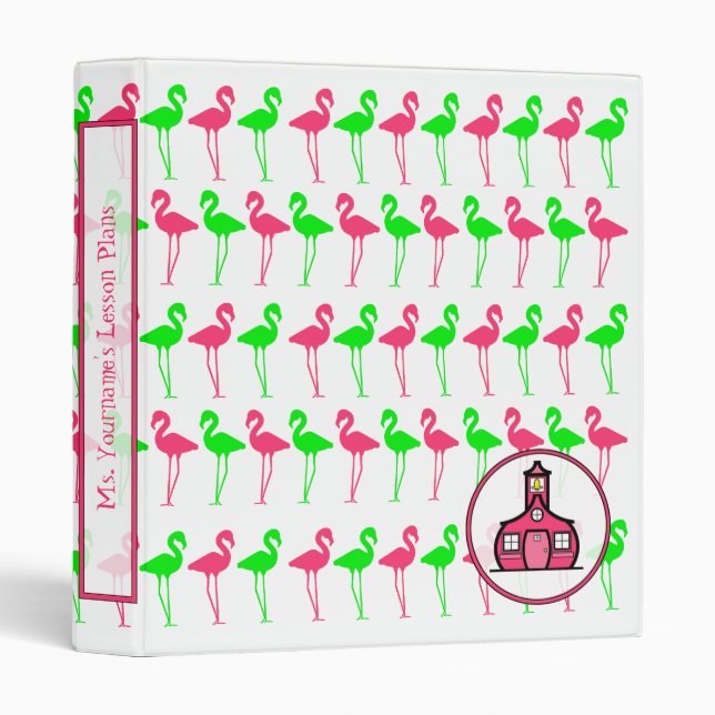Motif rose et vert de classeur de professeur - de (Devant/Côté)