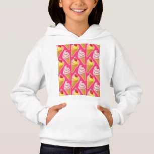 Motif rose Kawaii avec crème glacée aux fraises