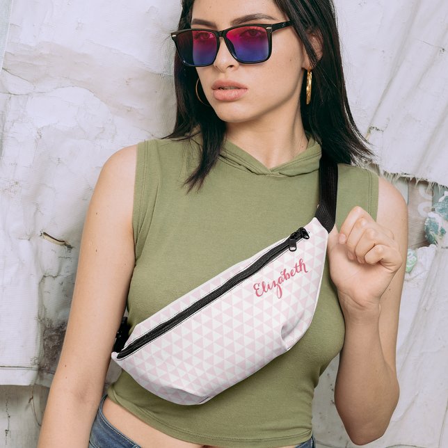 Motif rose moderne Monogramme taille (Modern Pink Pattern Monogrammed Waist Crossbody Fanny Pack)