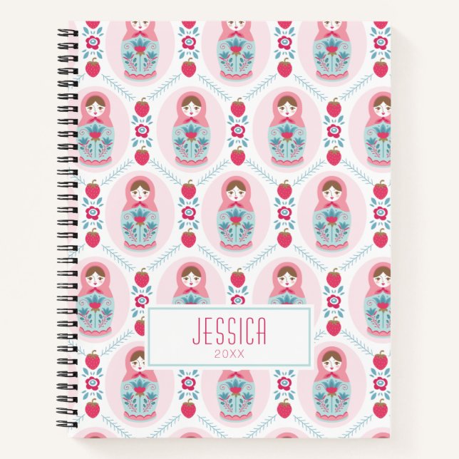 Motif rose Monogramme Carnet spiral (Devant)
