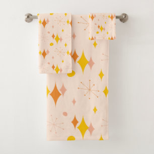 Motif rose, orange, jaune Starburst mi-siècle