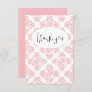 Motif rose Pastel Damask Carte de remerciements pl
