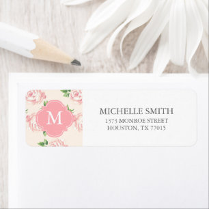 Motif Rose rose Vintage Monogramme