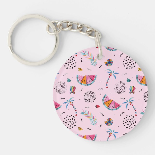 Motif rose tropical de style de Memphis (Devant)