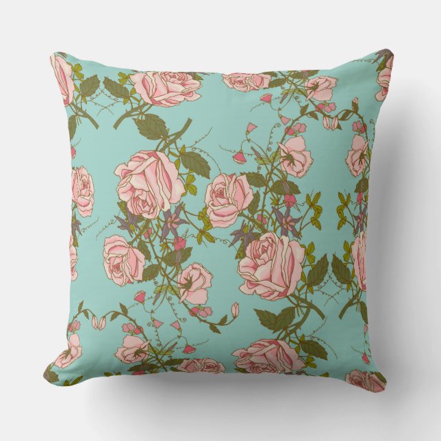 Motif Roses roses de design Coussin décoratif (Recto)