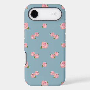 Motif Roses Roses sur Bleu