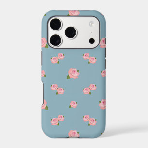Motif Roses Roses sur Bleu