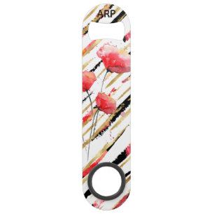 Motif rouge blanc de pavot d'or noir de *~*