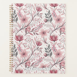 Motif Sakura en fleurs de cerises roses sur blanc 