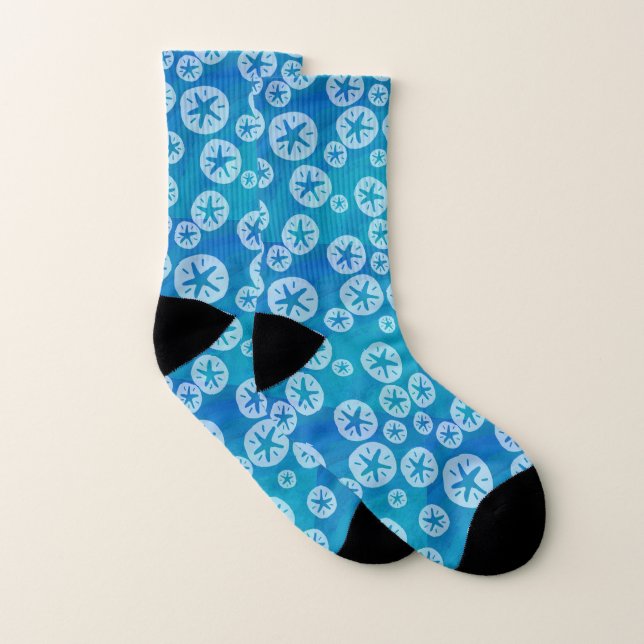 Motif Sandollar à texture bleue et blanche (Paire)