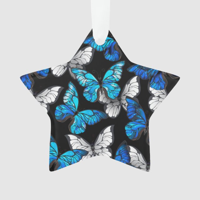 Motif sans couleur foncée avec papillons bleus Mor (devant)