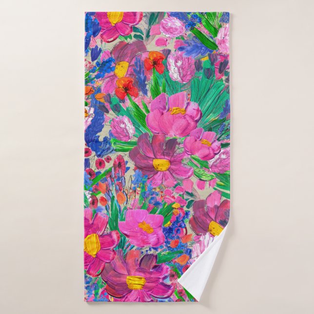 Motif sans couture avec de Belles fleurs. Aquarell (Serviette de bain)