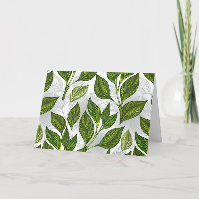 Motif sans couture avec Feuilles de thé vert (Devant)