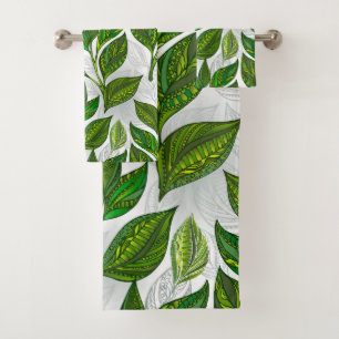 Motif sans couture avec Feuilles de thé vert