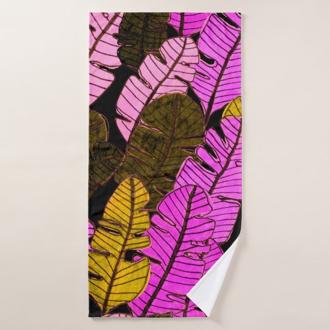 Motif sans couture avec feuilles tropicaux dessiné (Serviette de bain)