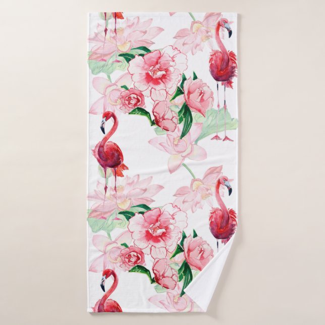 Motif sans couture avec flamant rose (Serviette de bain)
