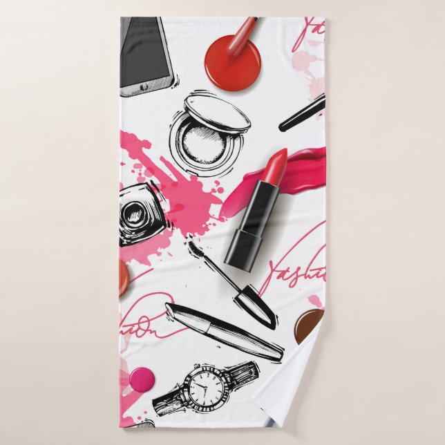 Motif sans couture avec maquillage peint (Serviette de bain)