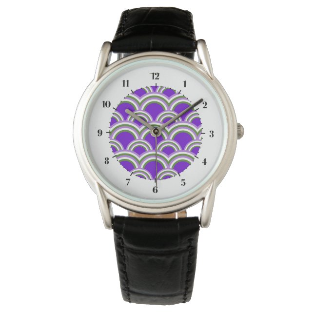 Motif sans couture avec montre à arc-en-ciel (devant)