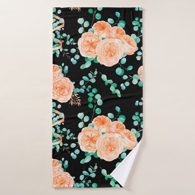 Motif sans couture avec Pêche et Orange avec Engli (Serviette de bain)