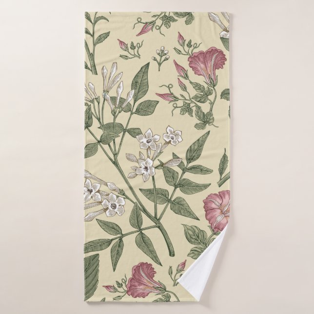 Motif sans couture. Beau tissu fleurissant réalité (Serviette de bain)