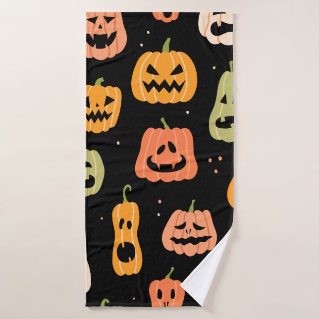 Motif sans couture citrouille Halloween. Tirage à  (Serviette de bain)