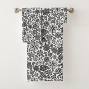 Motif sans couture d'art floral rétro noir gris bl