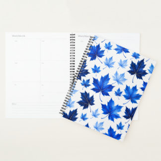 Motif sans couture de feuilles d'érable bleues - H