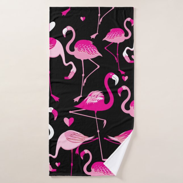 Motif sans couture de flamants roses sur un fond s (Serviette de bain)