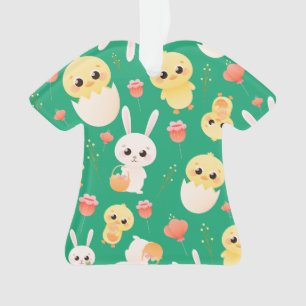Motif sans couture de poussins et de lapins de Pâq