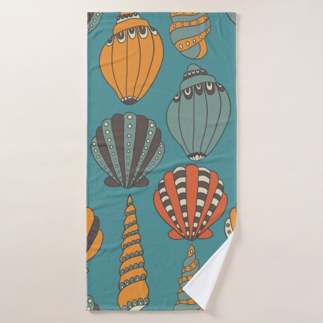 Motif sans joint avec coquillages, icônes dessinée (Serviette de bain)