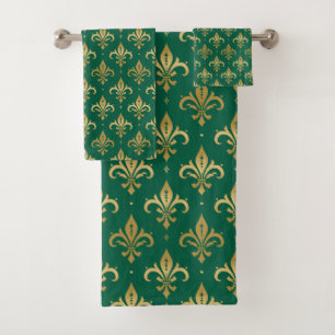Motif sans soudure à fleur de lis or sur vert