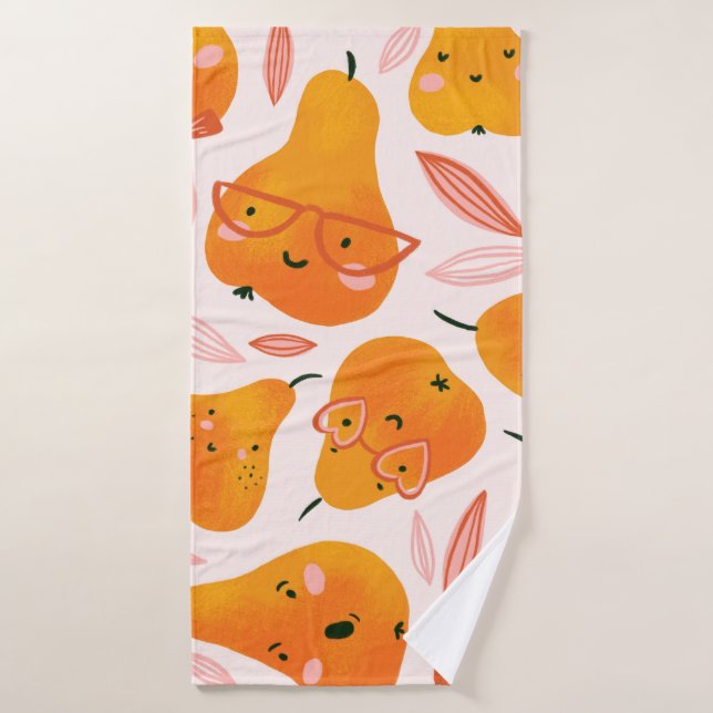 Motif sans soudure d'été avec poires orange. Fu (Serviette de bain)