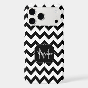 Motif simple chevron noir et blanc Monogramme