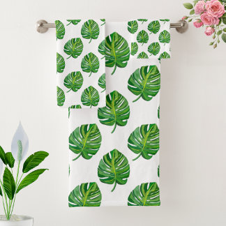 Motif simple de feuille de Monstera verte sur fond