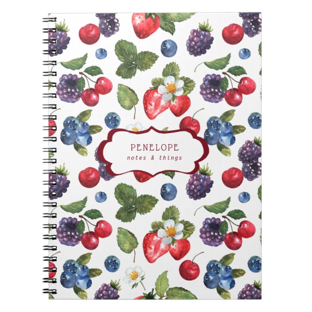 Motif Summery Sweet Berry | Carnet Monogramme (Devant)