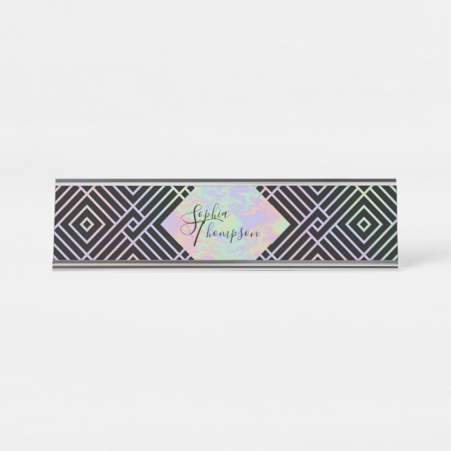 Motif symétrique holographique moderne - Plaque de (Devant)