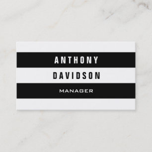 Motif tendance Blanc Noir rayé Carte de visite