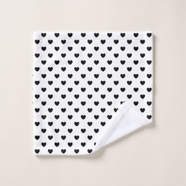 Motif tendance des Coeurs Noir et Blanc (Gant de toilette)