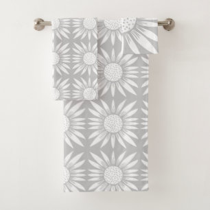 Motif Tile blanche gris tournesol