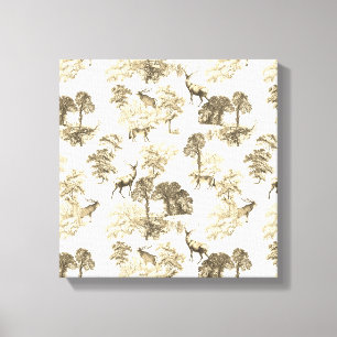 Motif Toile Animaux de la Forêt Beige Vintage
