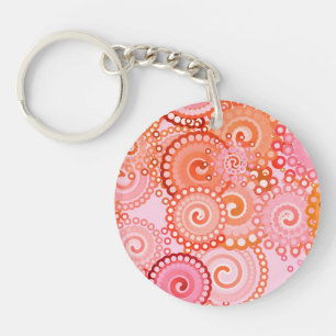 Motif tourbillon fractal, corail et rose