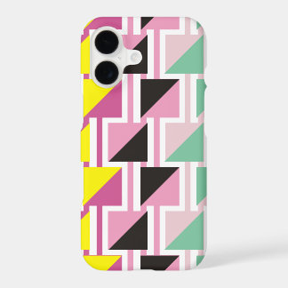Motif triange rétro et rose, menthe carré