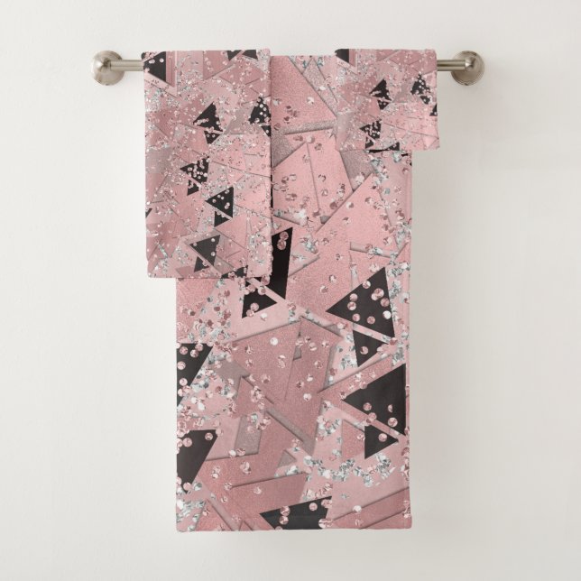 Motif Triangles Rose Doré & Noir qui Rougit (En situation)